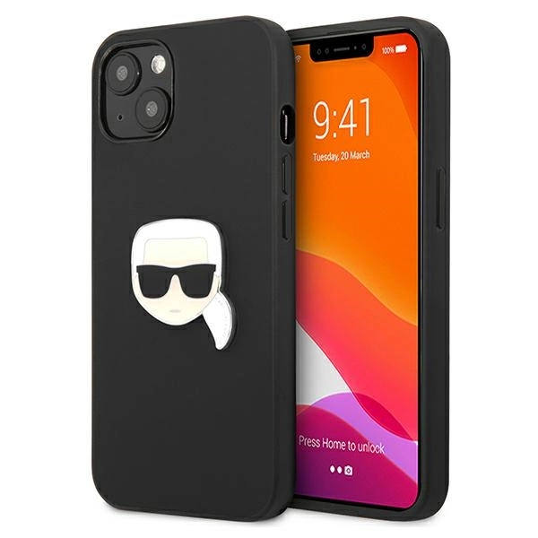 Karl Lagerfeld KLHCP13SPKMK iPhone 13 mini 5,4" czarny/black hardcase Leather Ikonik Karl`s Head Metaleng