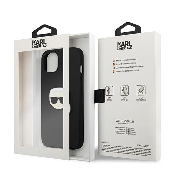 Karl Lagerfeld KLHCP13SPKMK iPhone 13 mini 5,4" czarny/black hardcase Leather Ikonik Karl`s Head Metaleng