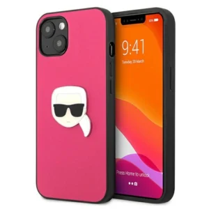 Karl Lagerfeld KLHCP13SPKMP iPhone 13 mini 5,4" różowy/pink hardcase Leather Ikonik Karl`s Head Metaleng