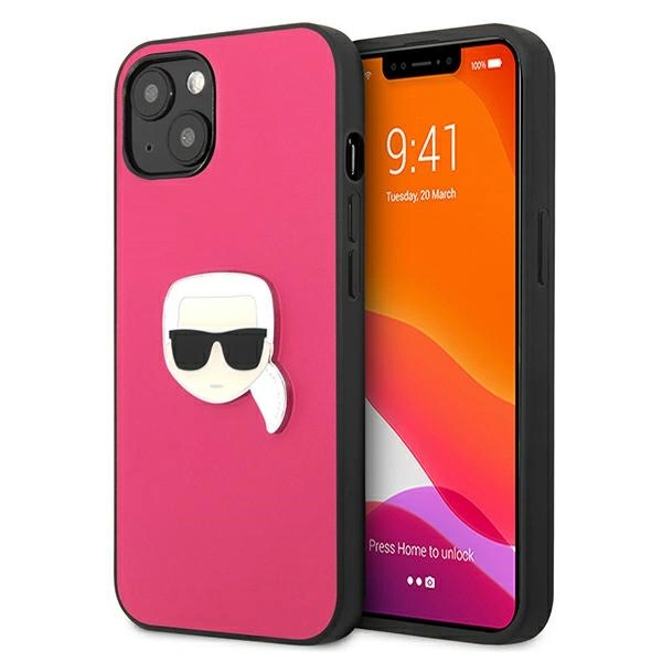 Karl Lagerfeld KLHCP13SPKMP iPhone 13 mini 5,4" różowy/pink hardcase Leather Ikonik Karl`s Head Metaleng