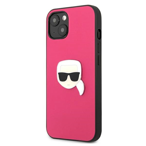 Karl Lagerfeld KLHCP13SPKMP iPhone 13 mini 5,4" różowy/pink hardcase Leather Ikonik Karl`s Head Metaleng
