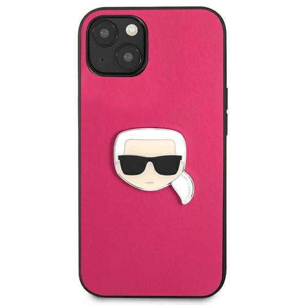 Karl Lagerfeld KLHCP13SPKMP iPhone 13 mini 5,4" różowy/pink hardcase Leather Ikonik Karl`s Head Metaleng