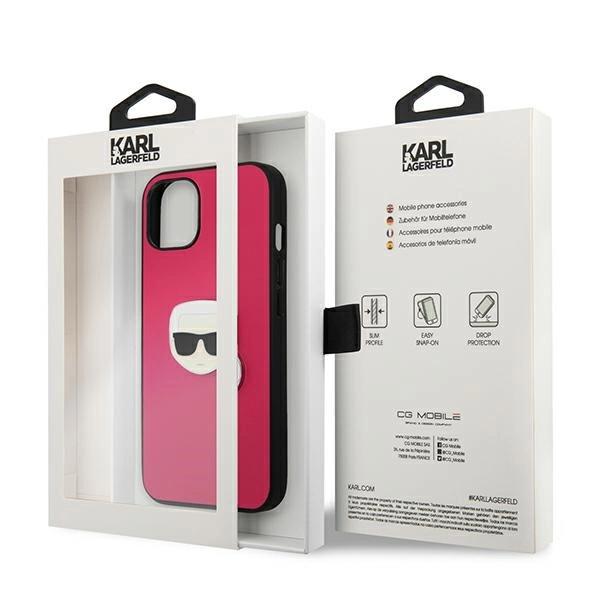 Karl Lagerfeld KLHCP13SPKMP iPhone 13 mini 5,4" różowy/pink hardcase Leather Ikonik Karl`s Head Metaleng