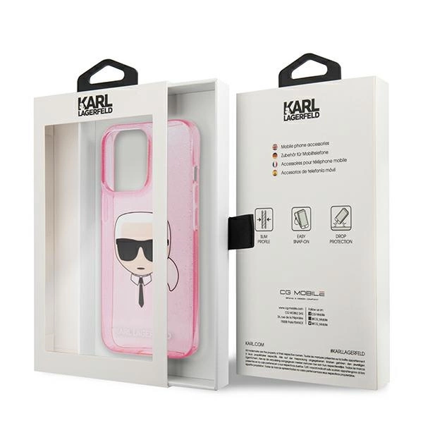 Karl Lagerfeld KLHCP13XKHTUGLP iPhone 13 Pro Max 6,7" różowy/pink hardcase Glitter Karl`s Headeng