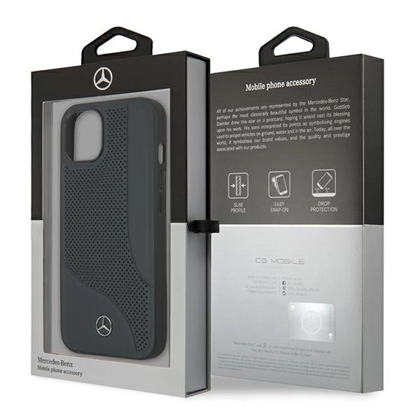 Mercedes MEHCP13SCDONA iPhone 13 mini 5,4" granatowy/navy hardcase Leather Perforated Areaeng