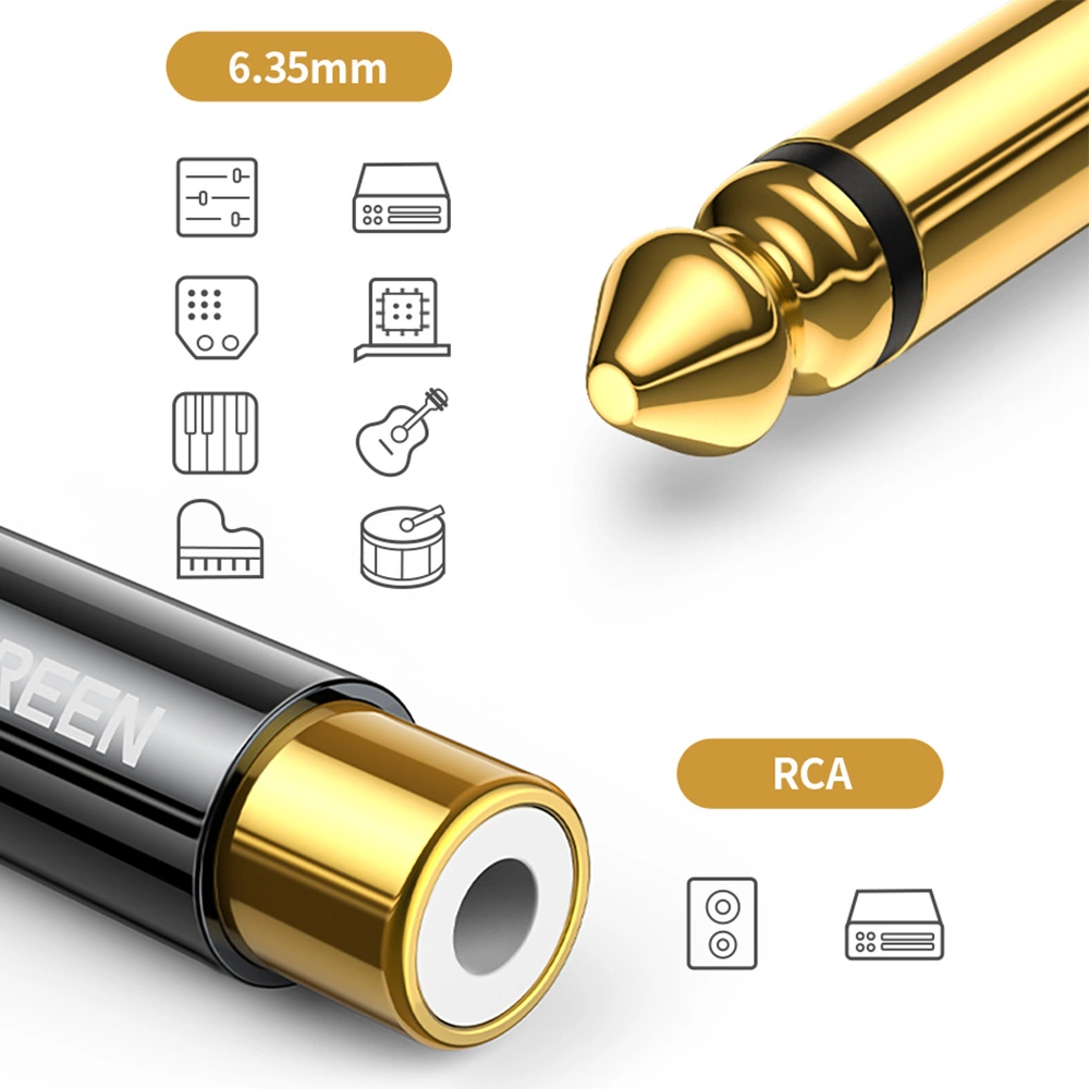 Ugreen 6.35mm jack adapter (male) to RCA (female) gold (AV169 80731)eng