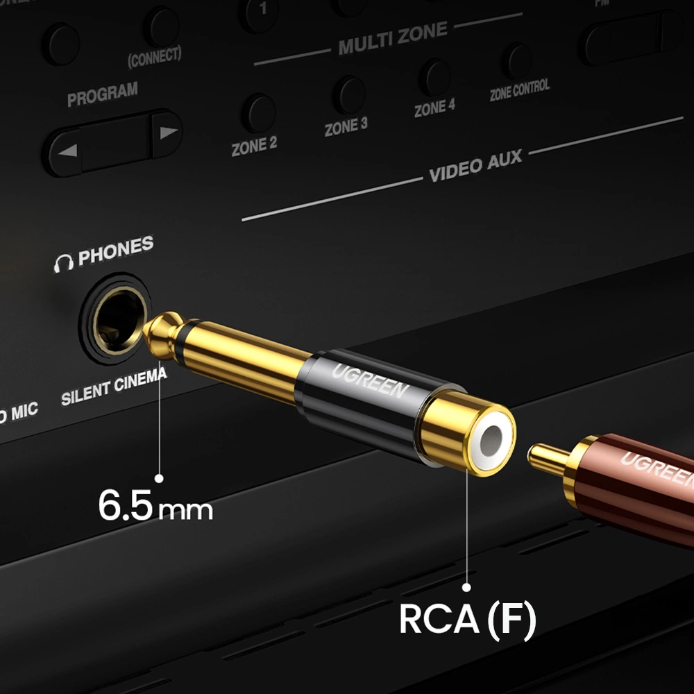 Ugreen 6.35mm jack adapter (male) to RCA (female) gold (AV169 80731)eng