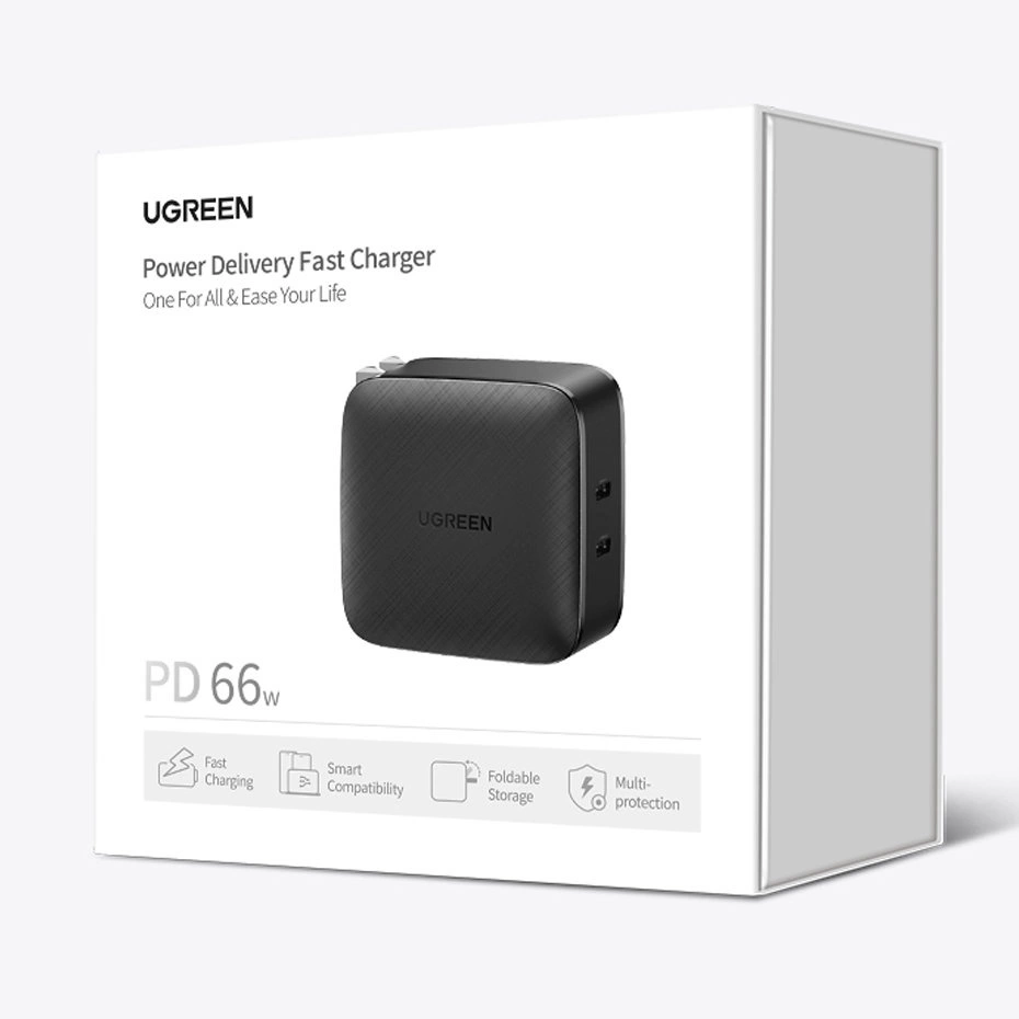 Ugreen wall charger 2x USB Type C 66W Power Delivery 3.0 Quick Charge 4.0+ black (CD216)eng
