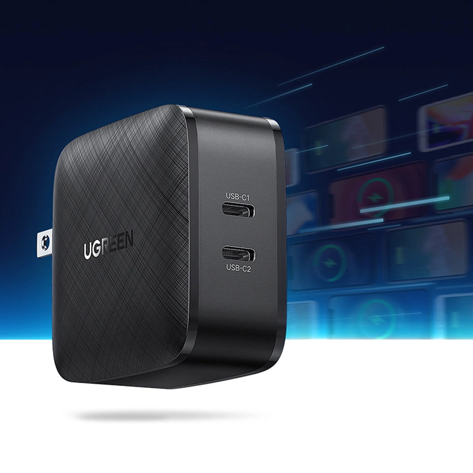 Ugreen wall charger 2x USB Type C 66W Power Delivery 3.0 Quick Charge 4.0+ black (CD216)eng
