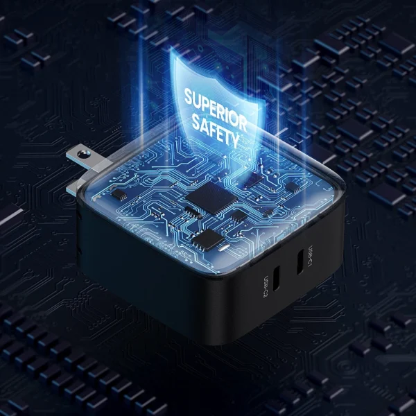 Ugreen wall charger 2x USB Type C 66W Power Delivery 3.0 Quick Charge 4.0+ black (CD216)eng