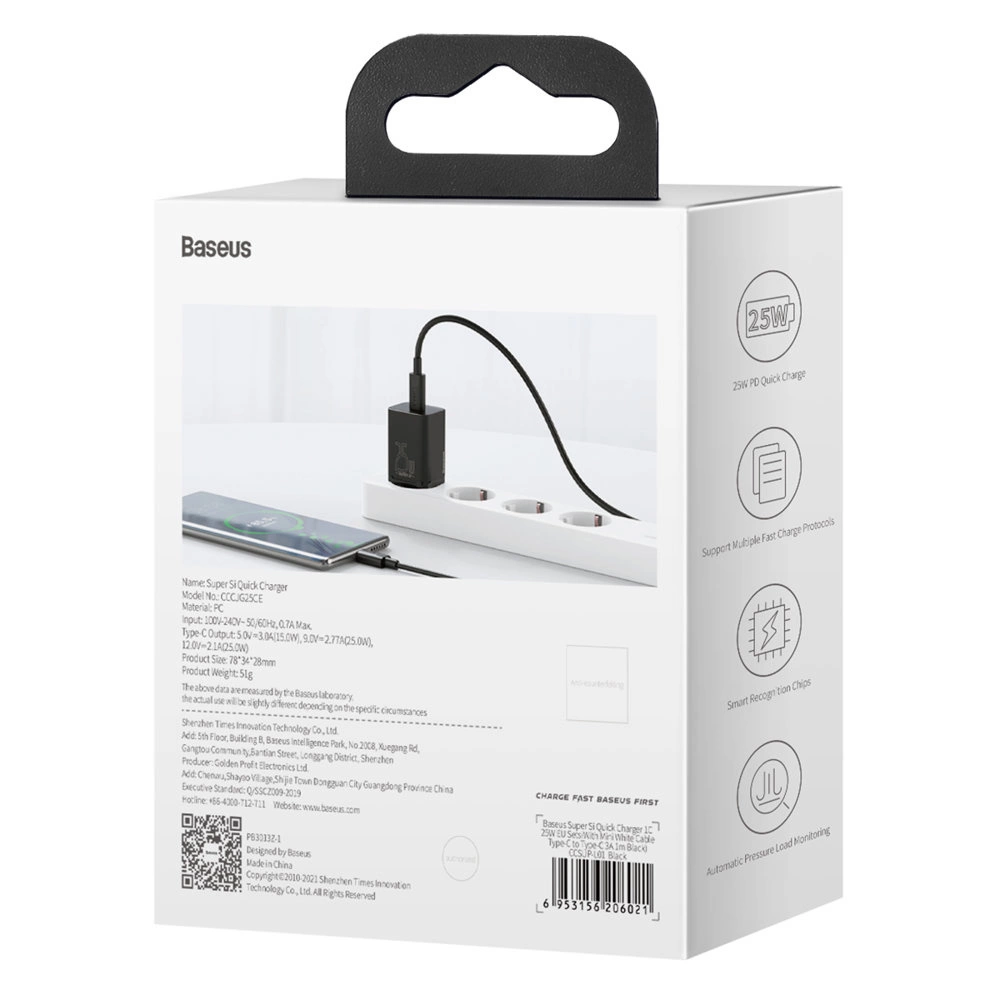 Baseus Super Si 1C fast charger USB Type C 25W Power Delivery Quick Charge black (CCSP020101)eng