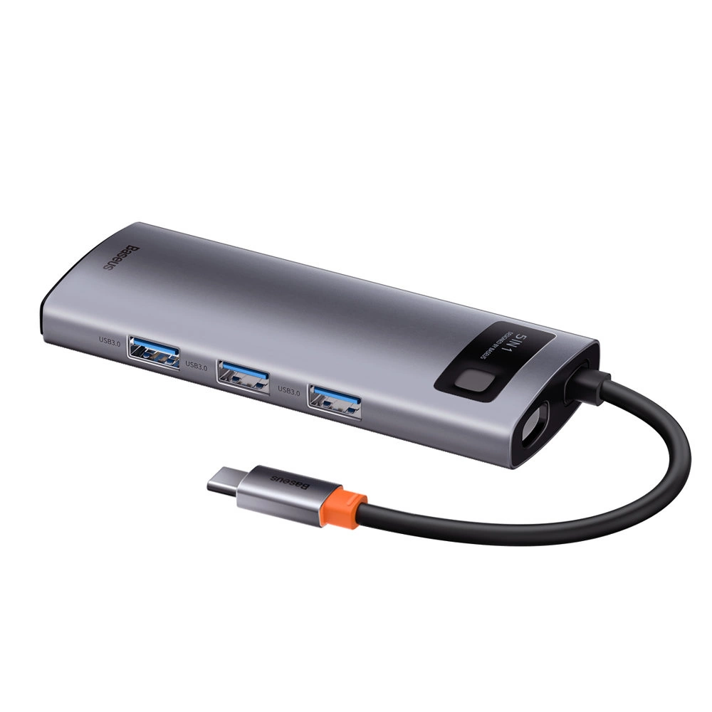 81911_10 Baseus Metal Gleam Series 5-in-1 Multifunctional Type-C HUB Docking Station Gray 30Hz Version Grayeng