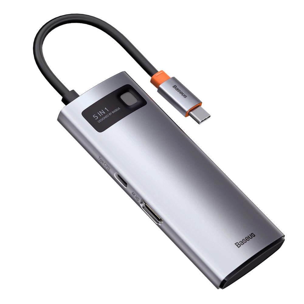 81911_11 Baseus Metal Gleam Series 5-in-1 Multifunctional Type-C HUB Docking Station Gray 30Hz Version Grayeng