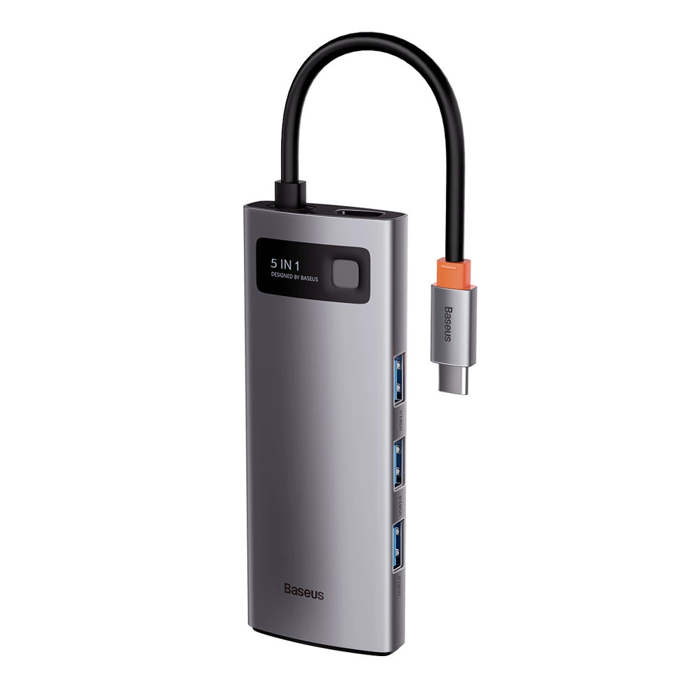 81911_2 Baseus Metal Gleam Series 5-in-1 Multifunctional Type-C HUB Docking Station Gray 30Hz Version Grayeng