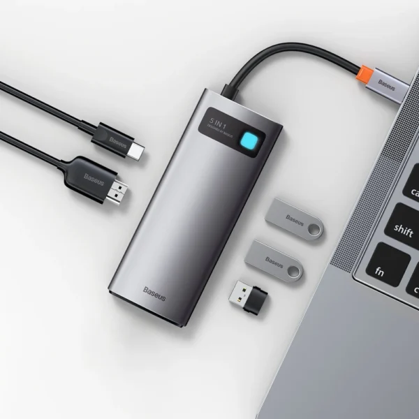 Baseus Metal Gleam Series 5-in-1 Multifunctional Type-C HUB Docking Station Gray 30Hz Version Grayeng
