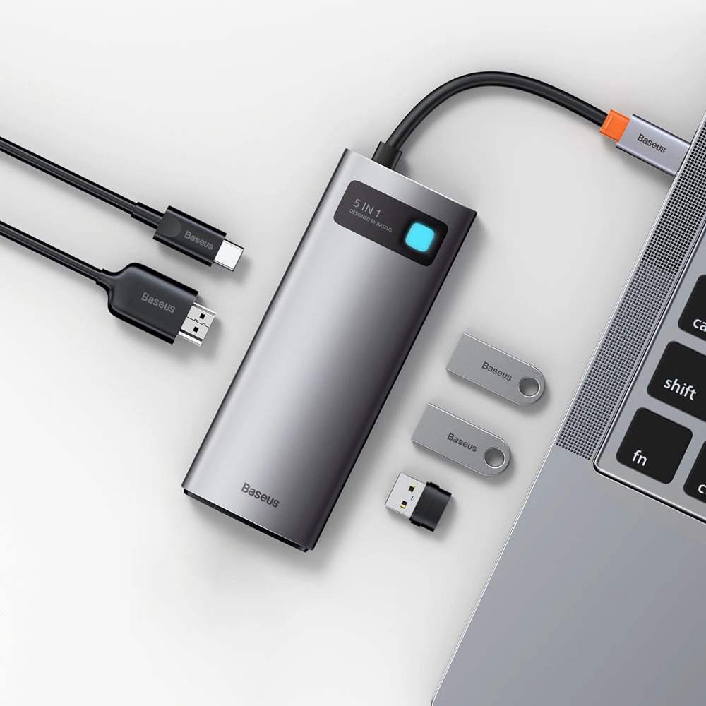 81911_5 Baseus Metal Gleam Series 5-in-1 Multifunctional Type-C HUB Docking Station Gray 30Hz Version Grayeng