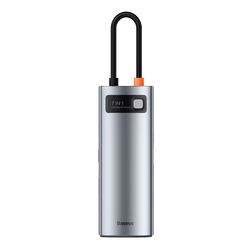 Baseus Metal Gleam Series multifunctional USB HUB 7in1 Type C HDMI TF PD card reader gray (WKWG020113)eng