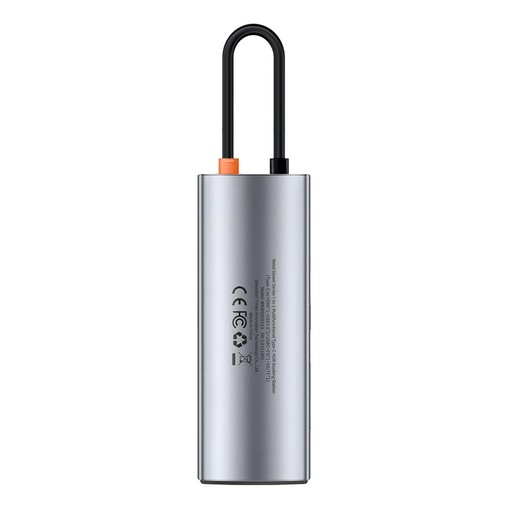Baseus Metal Gleam Series multifunctional USB HUB 7in1 Type C HDMI TF PD card reader gray (WKWG020113)eng