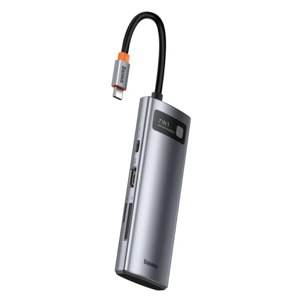 Baseus Metal Gleam Series multifunctional USB HUB 7in1 Type C HDMI TF PD card reader gray (WKWG020113)eng