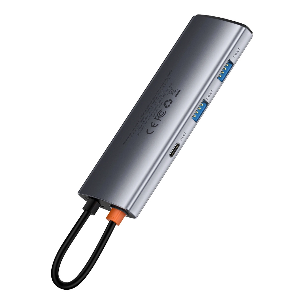 Baseus Metal Gleam Series multifunctional USB HUB 7in1 Type C HDMI TF PD card reader gray (WKWG020113)eng