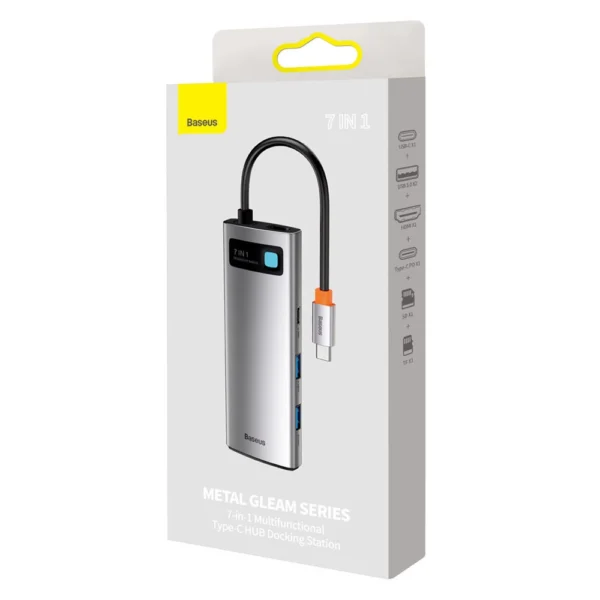 Baseus Metal Gleam Series multifunctional USB HUB 7in1 Type C HDMI TF PD card reader gray (WKWG020113)eng
