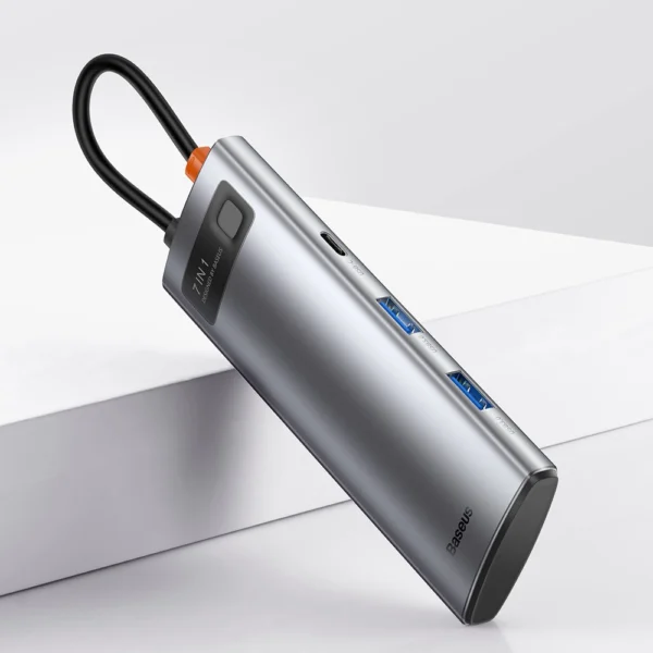 Baseus Metal Gleam Series multifunctional USB HUB 7in1 Type C HDMI TF PD card reader gray (WKWG020113)eng