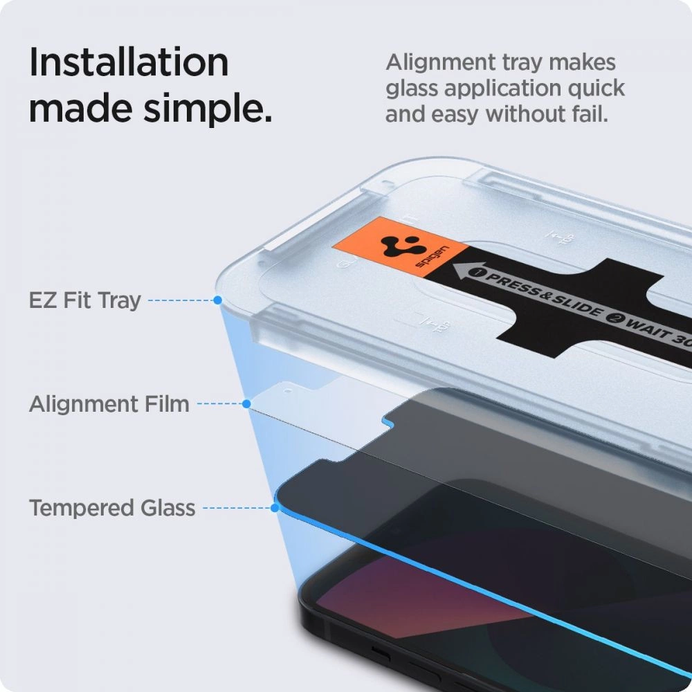 Spigen Glas.tR EZ Fit Privacy Tempered Glass for iPhone 13 Pro Max - 2 pcs.eng