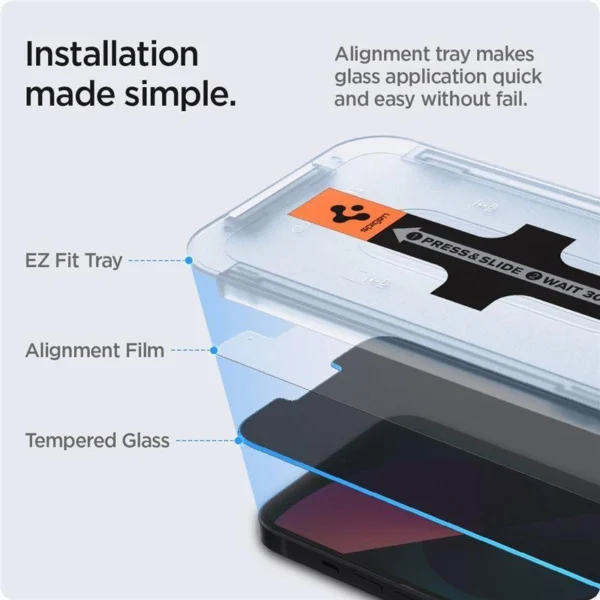 Spigen Glas.tR EZ Fit Privacy Tempered Glass for iPhone 13 / 13 Pro / 14 / 16e - 2 pcs.eng