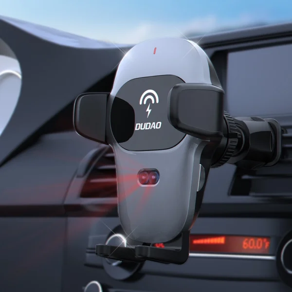 Dudao Automatic Car Holder with Built-in Qi 15W Wireless Charger Gray (F20xs)eng