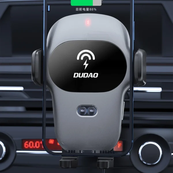 Dudao Automatic Car Holder with Built-in Qi 15W Wireless Charger Gray (F20xs)eng