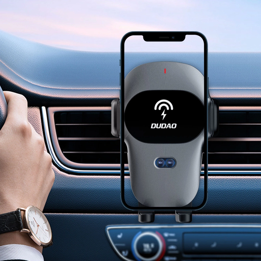 Dudao Automatic Car Holder with Built-in Qi 15W Wireless Charger Gray (F20xs)eng