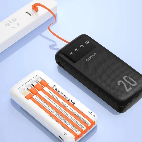 Dudao capacious powerbank with 3 built-in cables 20000mAh USB Type C + micro USB + Lightning black (Dudao K6Pro +)eng