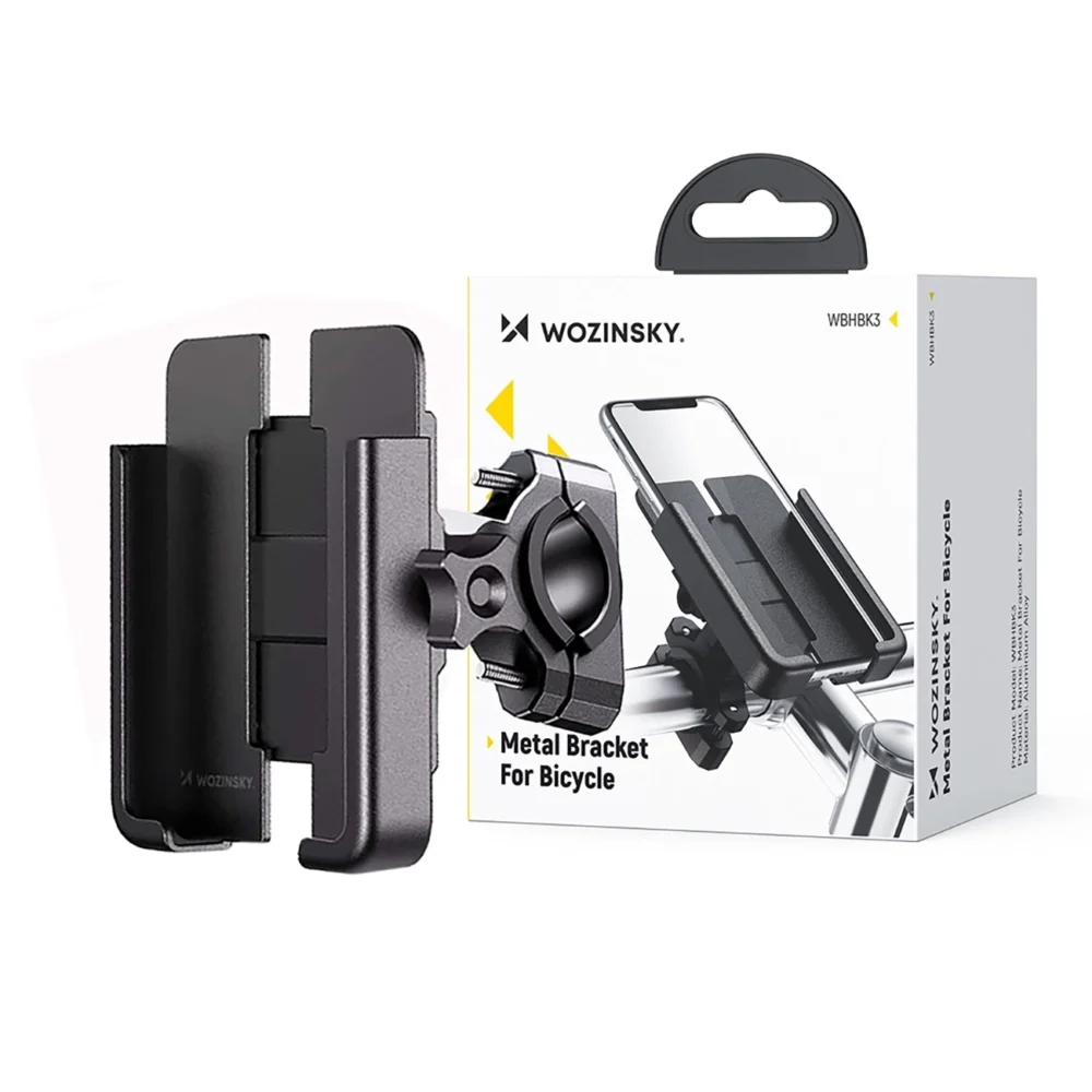 Wozinsky metal bicycle phone holder, scooters black (WBHBK3)eng