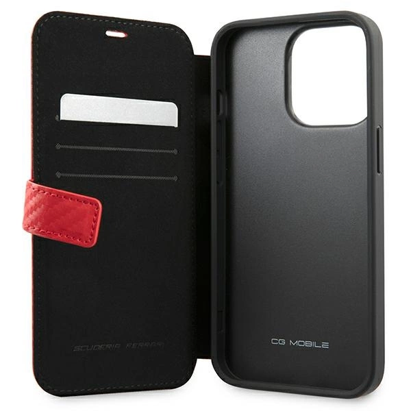 Ferrari FESAXFLBKP13LRE iPhone 13 Pro / 13 6.1" red/red book On Track Carbon Stripeeng