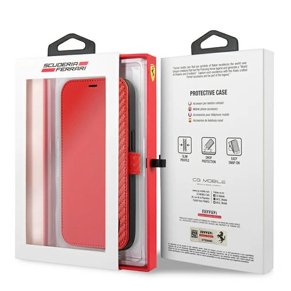 Ferrari FESAXFLBKP13LRE iPhone 13 Pro / 13 6.1" red/red book On Track Carbon Stripeeng