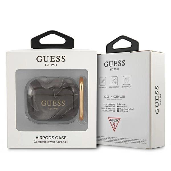 Guess GUA3UNMK AirPods 3 cover black/black Marble Collectioneng