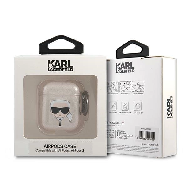 Karl Lagerfeld KLA2UKHGD AirPods cover złoty/gold Glitter Karl`s Headeng