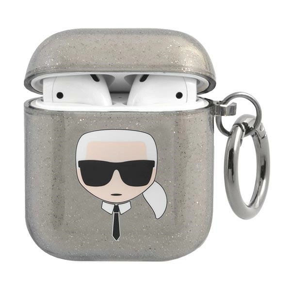 Karl Lagerfeld KLA2UKHGK AirPods cover czarny/black Glitter Karl`s Headeng