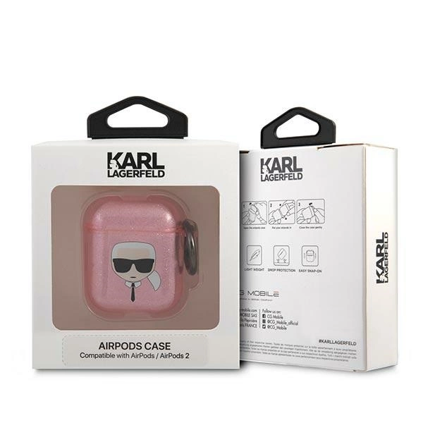 Karl Lagerfeld KLA2UKHGP AirPods cover różowy/pink Glitter Karl`s Headeng