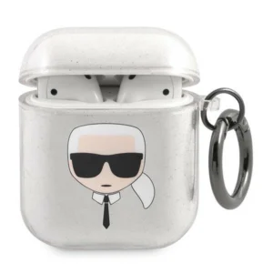 Karl Lagerfeld KLA2UKHGS AirPods cover srebrny/silver Glitter Karl`s Headeng