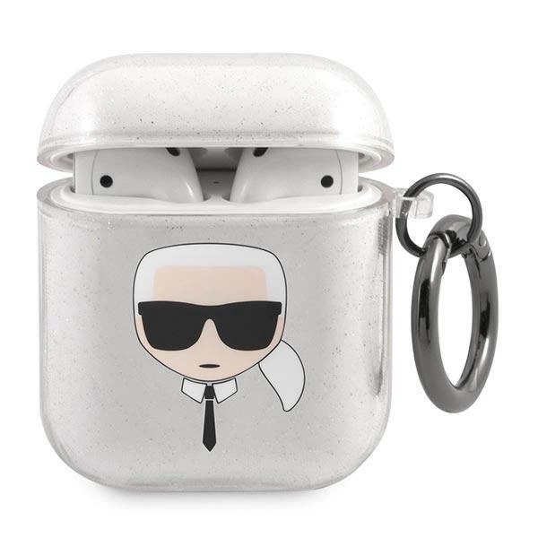 Karl Lagerfeld KLA2UKHGS AirPods cover srebrny/silver Glitter Karl`s Headeng