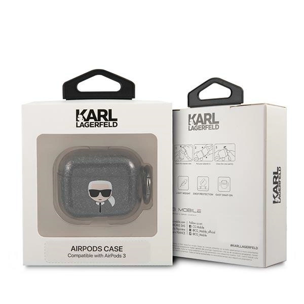 Karl Lagerfeld KLA3UKHGK AirPods 3 cover czarny/black Glitter Karl`s Headeng
