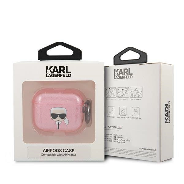 Karl Lagerfeld KLA3UKHGP AirPods 3 cover różowy/pink Glitter Karl`s Headeng