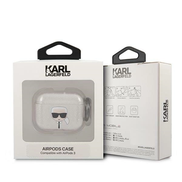 Karl Lagerfeld KLA3UKHGS AirPods 3 cover srebrny/silver Glitter Karl`s Headeng