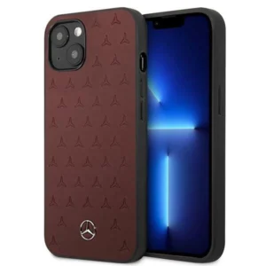 Mercedes MEHCP13MPSQRE iPhone 13 6,1" czerwony/red hardcase Leather Stars Patterneng
