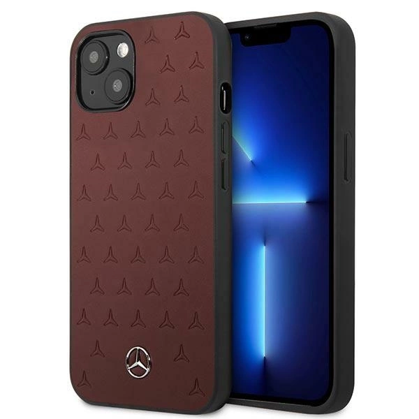 Mercedes MEHCP13SPSQRE iPhone 13 mini 5,4" czerwony/red hardcase Leather Stars Patterneng