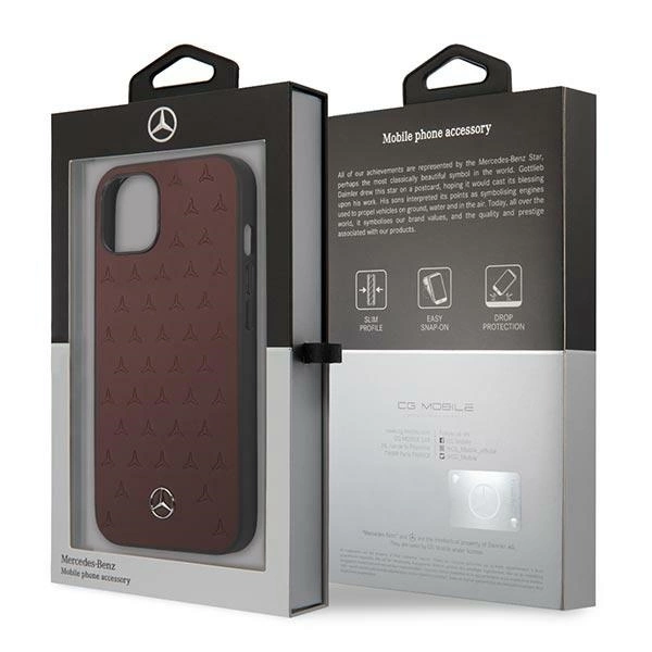 Mercedes MEHCP13SPSQRE iPhone 13 mini 5,4" czerwony/red hardcase Leather Stars Patterneng