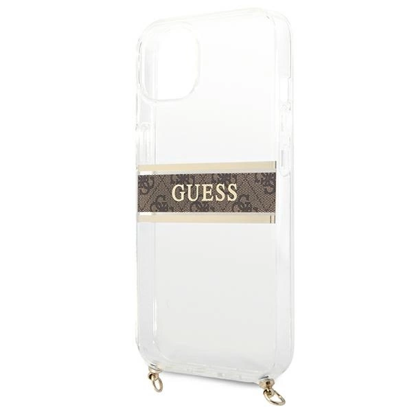 Guess GUHCP13SKC4GBGO iPhone 13 mini 5.4" Transparent hardcase 4G Brown Strap Gold Chaineng