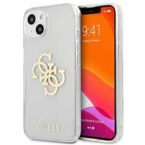 Guess GUHCP13SPCUGL4GTR iPhone 13 mini 5.4" transparent hard case Glitter 4G Big Logoeng