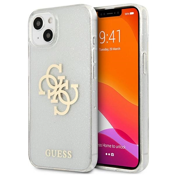 Guess GUHCP13SPCUGL4GTR iPhone 13 mini 5.4" transparent hard case Glitter 4G Big Logoeng